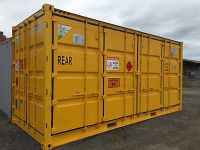 Storing dangerous goods in shipping containers.