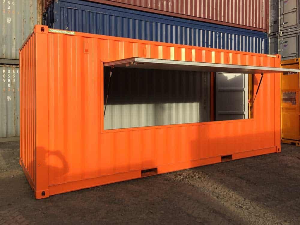 Shipping container modification into cafes